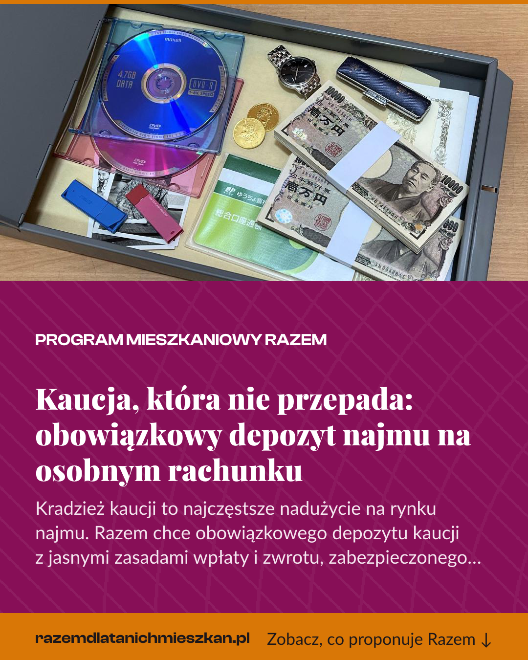 Grafika pionowa do udostępnienia: Kaucja, która nie przepada: obowiązkowy depozyt najmu na osobnym rachunku