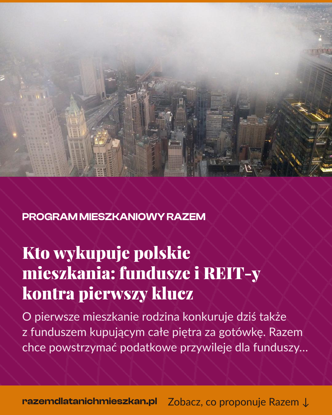Grafika pionowa do udostępnienia: Kto wykupuje polskie mieszkania: fundusze i REIT-y kontra pierwszy klucz